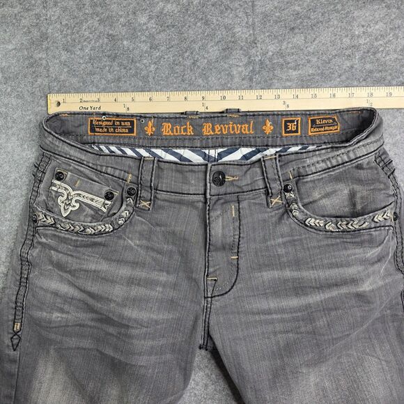 Rock Revival‎ Kleven Relaxed Straight Denim Jeans Mens 36 x 28 Gray - Picture 10 of 14